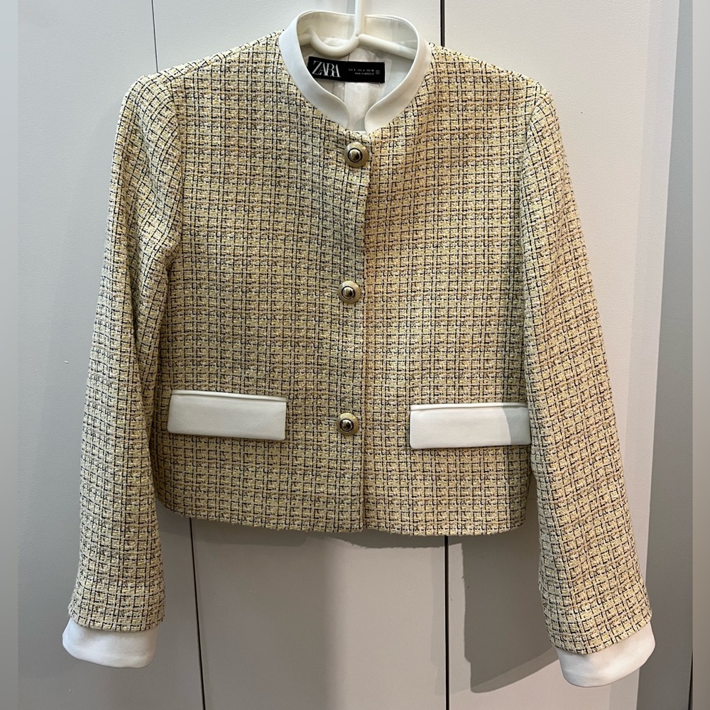 Zara Tweed Blazer Yellow